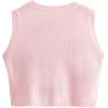 imageFloerns Womens Sleeveless Round Neck Cute Strawberry Sweater Vest Crop Shirt TopPink