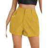 imageFloerns Womens Casual Solid High Waist Wide Leg Shorts with PocketYellow Solid
