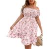 imageFloerns Womens Plus Size Ruffle Off Shoulder Floral Print Short Summer DressPink
