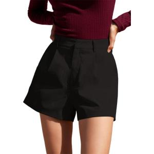 imageFloerns Womens Casual Solid High Waist Wide Leg Shorts with PocketBlack