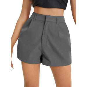 imageFloerns Womens Casual Solid High Waist Wide Leg Shorts with PocketGrey