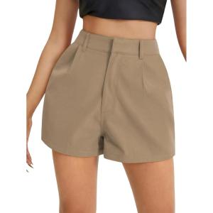 imageFloerns Womens Casual Solid High Waist Wide Leg Shorts with PocketLight Khaki