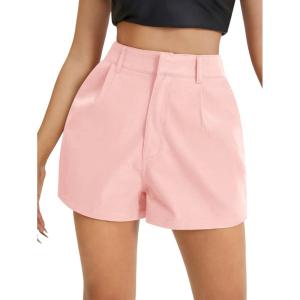imageFloerns Womens Casual Solid High Waist Wide Leg Shorts with PocketLight Pink