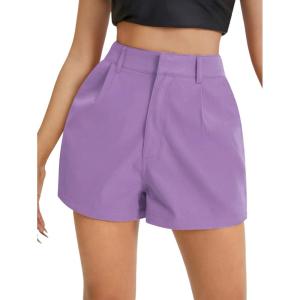 imageFloerns Womens Casual Solid High Waist Wide Leg Shorts with PocketMauve Purple