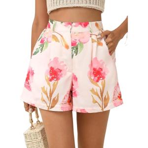 imageFloerns Womens Casual Solid High Waist Wide Leg Shorts with PocketPale Pink
