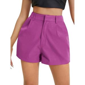 imageFloerns Womens Casual Solid High Waist Wide Leg Shorts with PocketPurple