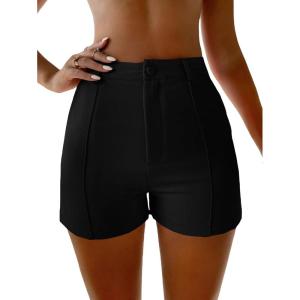 imageFloerns Womens Casual Solid High Waist Wide Leg Shorts with PocketSkinny Black