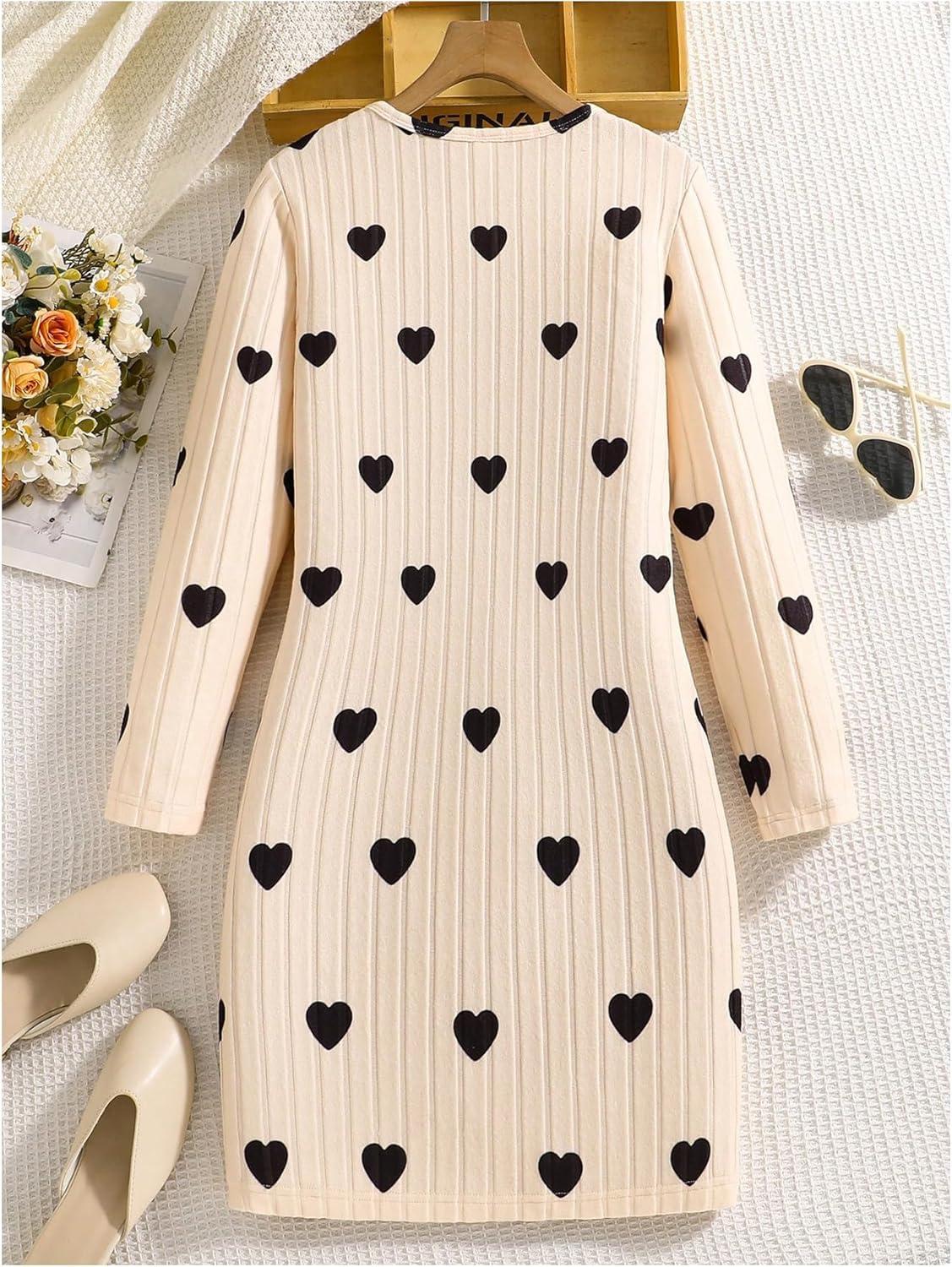 imageFloerns Girls Long Sleeve Mock Neck Rib Knit Fitted Pencil DressApricot Dots