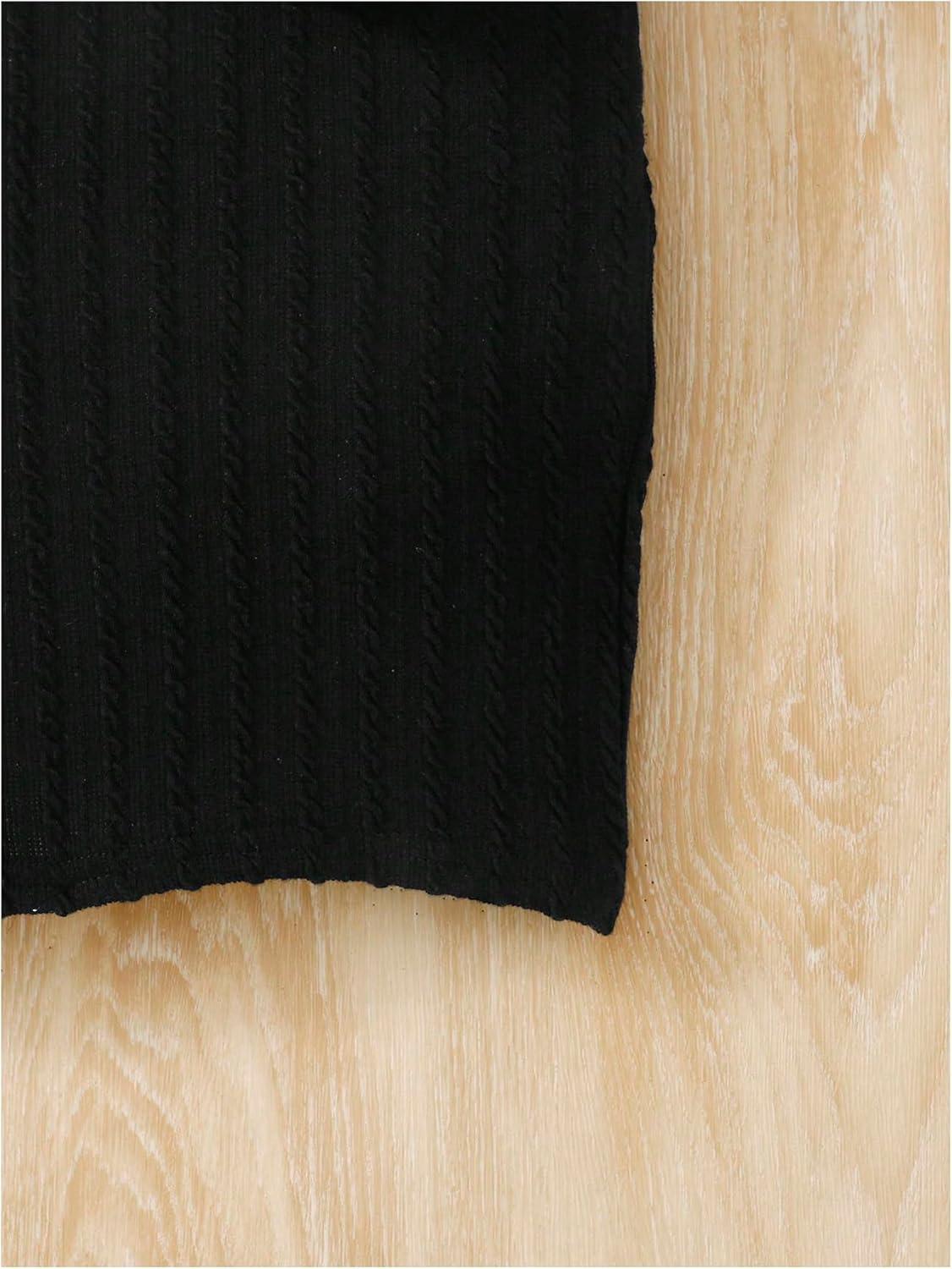 imageFloerns Girls Long Sleeve Mock Neck Rib Knit Fitted Pencil DressBlack Multi