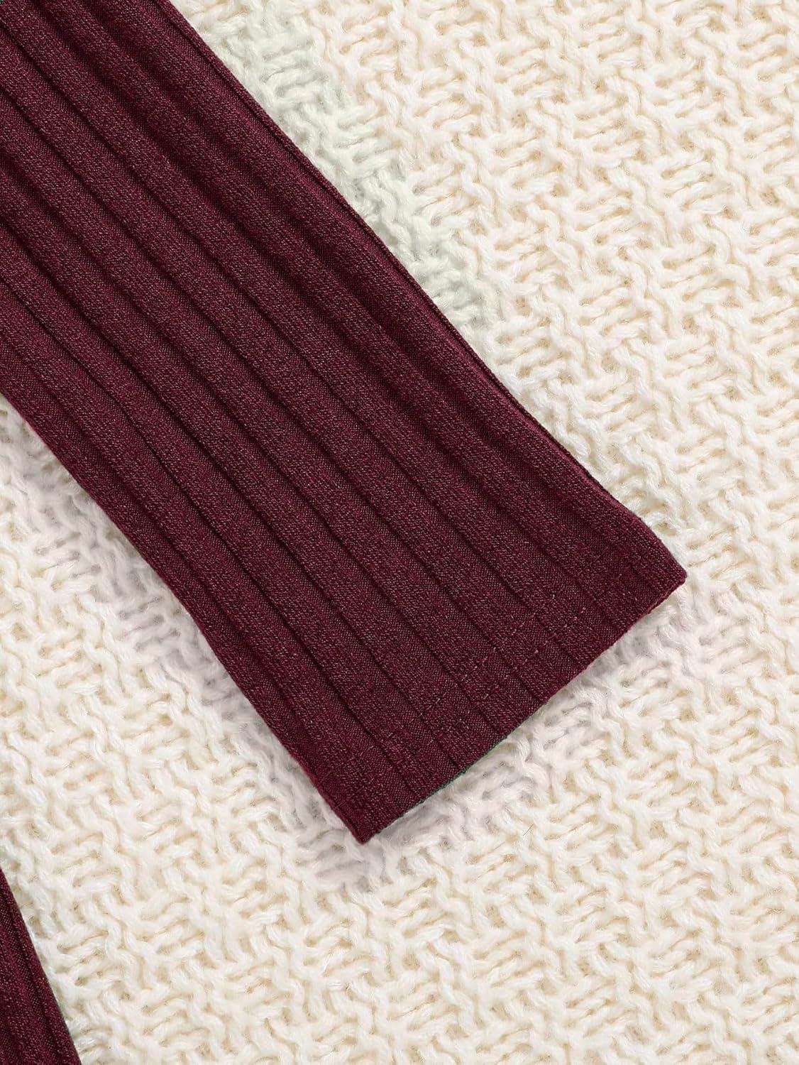 imageFloerns Girls Long Sleeve Mock Neck Rib Knit Fitted Pencil DressBurgundy