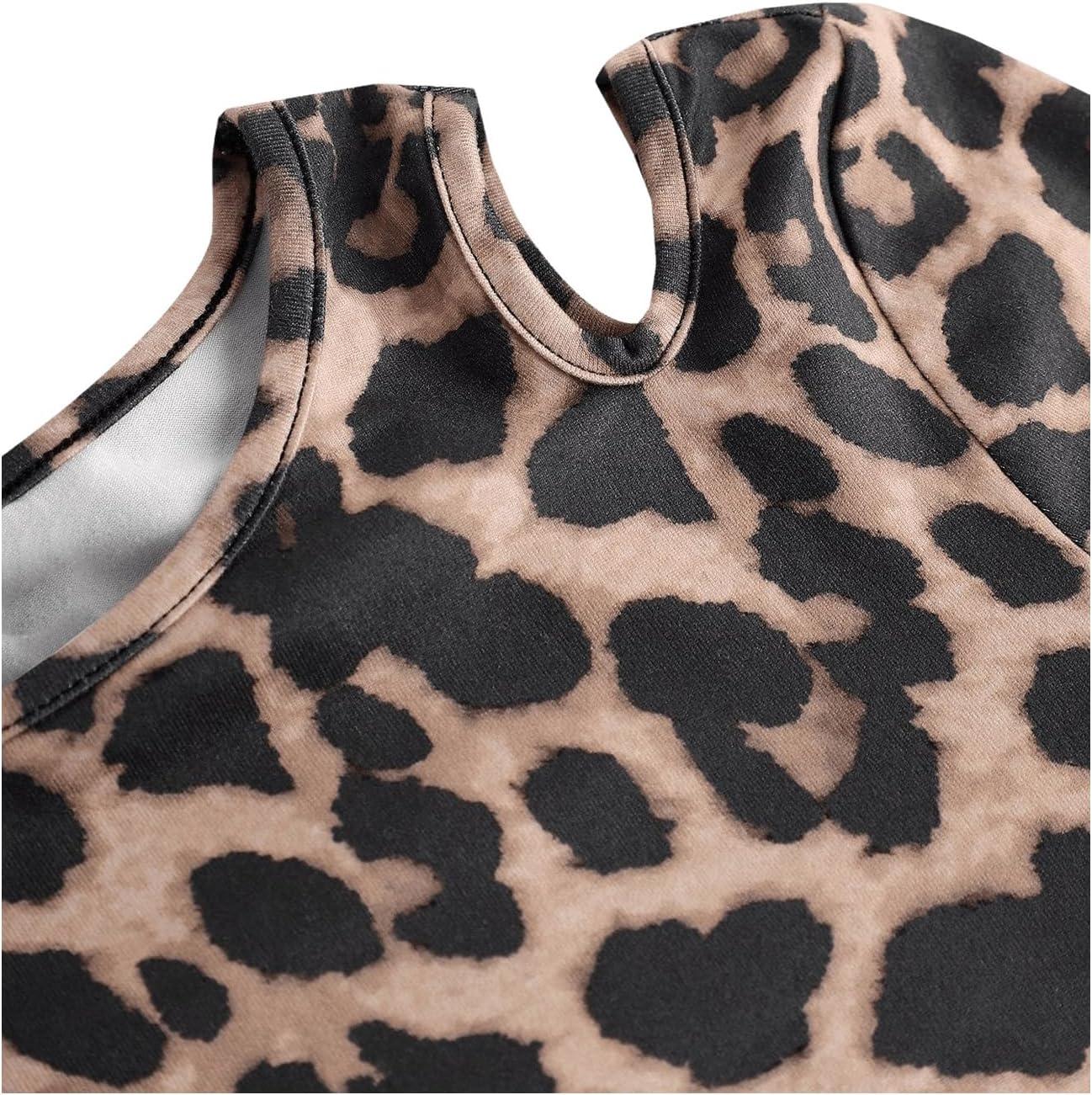 imageFloerns Girls Long Sleeve Mock Neck Rib Knit Fitted Pencil DressLeopard