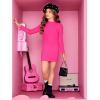 imageFloerns Girls Long Sleeve Mock Neck Rib Knit Fitted Pencil DressHot Pink