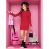 imageFloerns Girls Long Sleeve Mock Neck Rib Knit Fitted Pencil DressRed