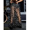 imageFloerns Womens 2 in 1 Lace Sheer Mesh High Waist Galaxy Print A Line Maxi SkirtBlack Star