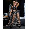 imageFloerns Womens 2 in 1 Lace Sheer Mesh High Waist Galaxy Print A Line Maxi SkirtBlack Star