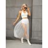 imageFloerns Womens 2 in 1 Lace Sheer Mesh High Waist Galaxy Print A Line Maxi SkirtPure White
