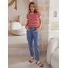 imageFloerns Womens Casual Striped Crew Neck Short Sleeve T Shirts Tee TopsA Red and White