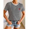 imageFloerns Womens Casual Striped Crew Neck Short Sleeve T Shirts Tee TopsBlack White Striped