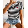 imageFloerns Womens Casual Striped Crew Neck Short Sleeve T Shirts Tee TopsBlack White Striped