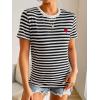 imageFloerns Womens Casual Striped Crew Neck Short Sleeve T Shirts Tee TopsBlack White Striped