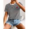 imageFloerns Womens Casual Striped Crew Neck Short Sleeve T Shirts Tee TopsBlack White Striped