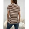 imageFloerns Womens Casual Striped Crew Neck Short Sleeve T Shirts Tee TopsBrown Khaki
