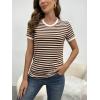 imageFloerns Womens Casual Striped Crew Neck Short Sleeve T Shirts Tee TopsBrown Khaki
