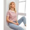 imageFloerns Womens Casual Striped Crew Neck Short Sleeve T Shirts Tee TopsDusty Pink