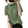 imageFloerns Womens Casual Striped Crew Neck Short Sleeve T Shirts Tee TopsGreen and Khaki