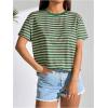 imageFloerns Womens Casual Striped Crew Neck Short Sleeve T Shirts Tee TopsGreen and Khaki