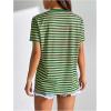 imageFloerns Womens Casual Striped Crew Neck Short Sleeve T Shirts Tee TopsGreen and Khaki