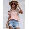 imageFloerns Womens Casual Striped Crew Neck Short Sleeve T Shirts Tee TopsLight Pink