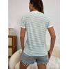 imageFloerns Womens Casual Striped Crew Neck Short Sleeve T Shirts Tee TopsMint Green