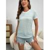 imageFloerns Womens Casual Striped Crew Neck Short Sleeve T Shirts Tee TopsMint Green