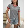 imageFloerns Womens Casual Striped Crew Neck Short Sleeve T Shirts Tee TopsWhite Black