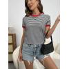 imageFloerns Womens Casual Striped Crew Neck Short Sleeve T Shirts Tee TopsWhite Black