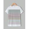 imageFloerns Womens Casual Striped Crew Neck Short Sleeve T Shirts Tee TopsWhite Cream Multi