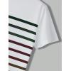 imageFloerns Womens Casual Striped Crew Neck Short Sleeve T Shirts Tee TopsWhite Cream Multi
