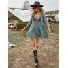imageFloerns Womens Contrast Lace Plunging V Neck Bikini Cover Up Beach Dress Bathing SuitA Green