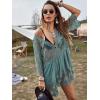 imageFloerns Womens Contrast Lace Plunging V Neck Bikini Cover Up Beach Dress Bathing SuitA Green