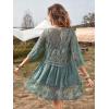 imageFloerns Womens Contrast Lace Plunging V Neck Bikini Cover Up Beach Dress Bathing SuitA Green