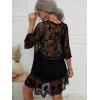 imageFloerns Womens Contrast Lace Plunging V Neck Bikini Cover Up Beach Dress Bathing SuitBlack
