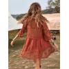 imageFloerns Womens Contrast Lace Plunging V Neck Bikini Cover Up Beach Dress Bathing SuitBurnt Orange