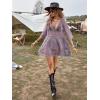imageFloerns Womens Contrast Lace Plunging V Neck Bikini Cover Up Beach Dress Bathing SuitPurple