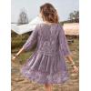 imageFloerns Womens Contrast Lace Plunging V Neck Bikini Cover Up Beach Dress Bathing SuitPurple