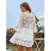 imageFloerns Womens Contrast Lace Plunging V Neck Bikini Cover Up Beach Dress Bathing SuitSnow White
