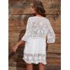 imageFloerns Womens Contrast Lace Plunging V Neck Bikini Cover Up Beach Dress Bathing SuitWhite