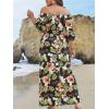 imageFloerns Womens Plus Size Boho Tropical Print Off Shoulder Belted Slit Long Dress