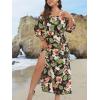 imageFloerns Womens Plus Size Boho Tropical Print Off Shoulder Belted Slit Long Dress