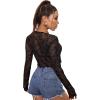 imageFloerns Womens Sheer Mesh Long Sleeve Open Front Self Tie Crop Top without BraBlack